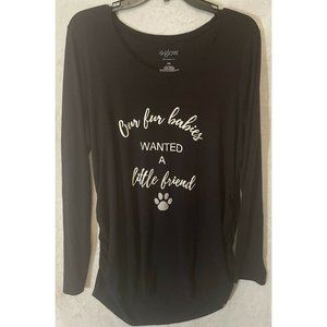 aglow maternity top “Our Fur baby Wanted A Little Friend” Size XXL Black
